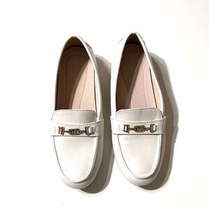 Chic White Faux Leather Loafers